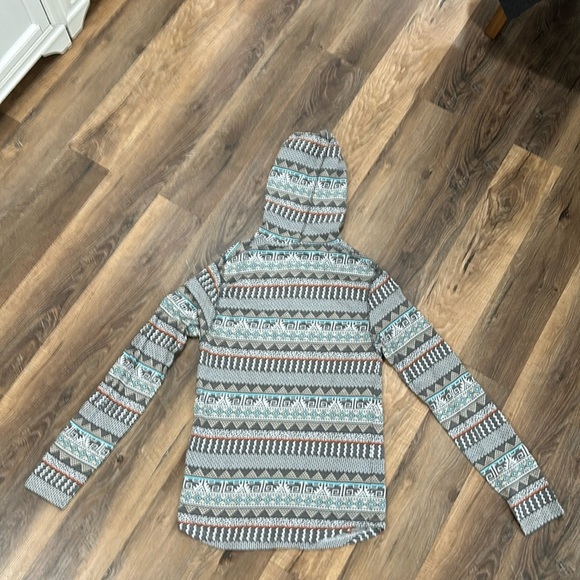 Free Planet 100% cotton Aztec pattern hoodie sweatshirt size Medium gray - Picture 9 of 14